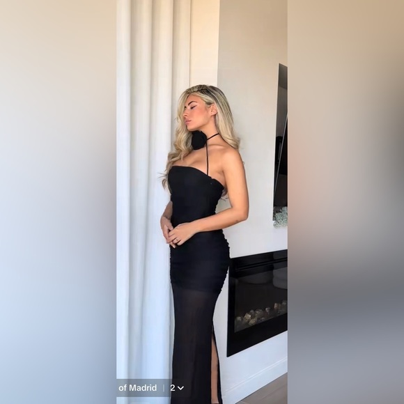 ZARA BLOGGERS FAV NECK FLOWER BLACK TULLE DRESS FLORAL - Picture 10 of 14